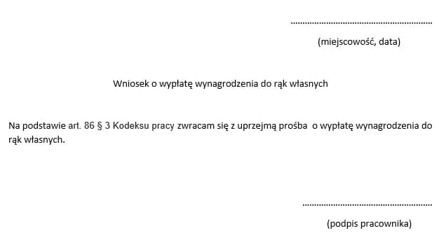 Jak złożyć wniosek o wypłatę wynagrodzenia do rąk własnych?