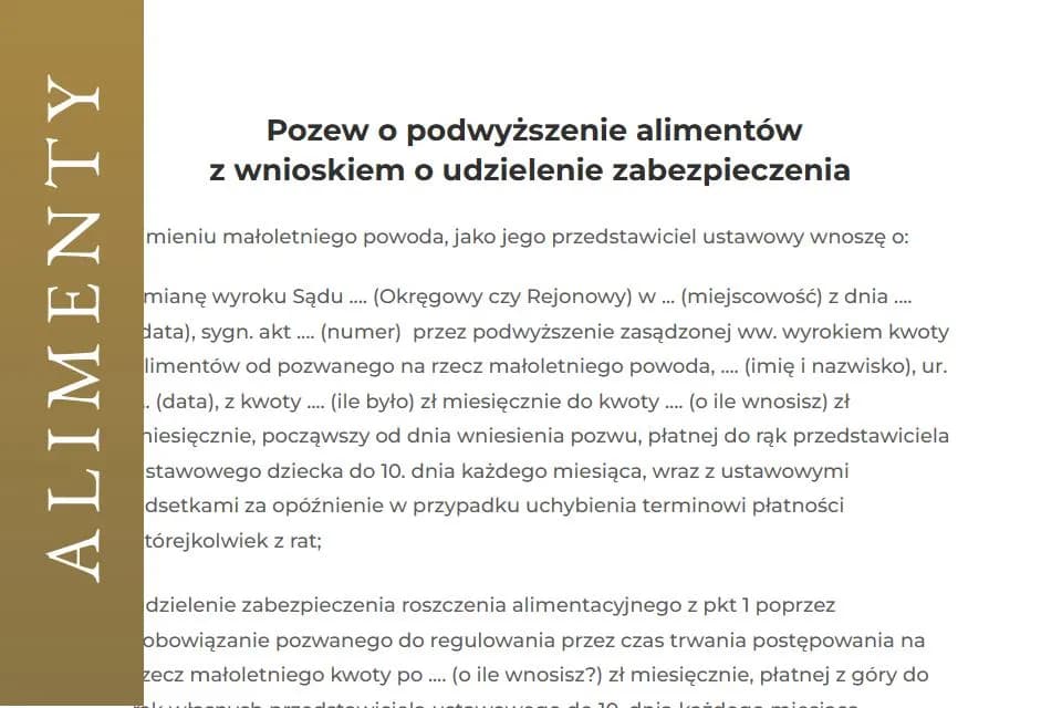 Jak napisać wniosek o podwyższenie alimentów: kompletny przykład z wzorem