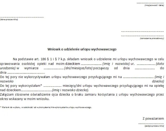 Wzór wniosku o urlop wychowawczy: Jak napisać prawidłowo i skutecznie