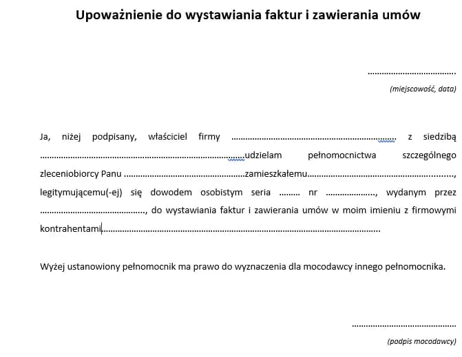 Poznaj prosty i bezpieczny wzór upoważnienia do wystawiania faktur - poradnik